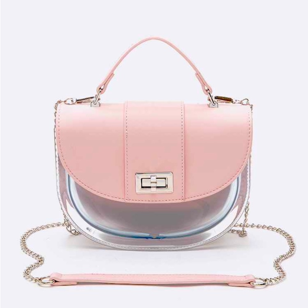Vegan Leather Clear Transparent Stadium Swing Bag